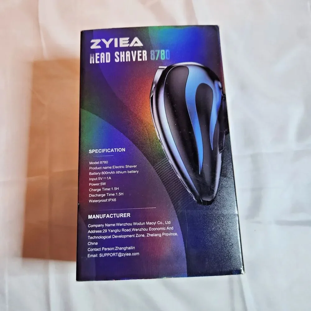 ZYIEA 8780 Electric Bald Head Shaver Wet Dry Waterproof Rechargeable Blue New